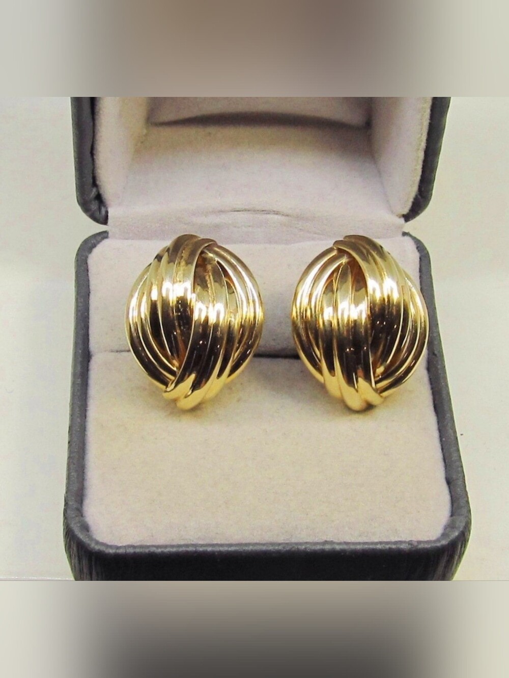 14k Yellow Gold Flauted Dome Omega Backs Earrings Signed CJI 4.8 Grams